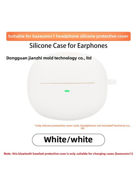 Baseus MC1 Small Cloud Earphone Case Silicone Soft Rubber Protective Cover Anti-Fall Charging Case Empty Box Compatible-Color:white-Model:Baseus MC1 Little Cloud