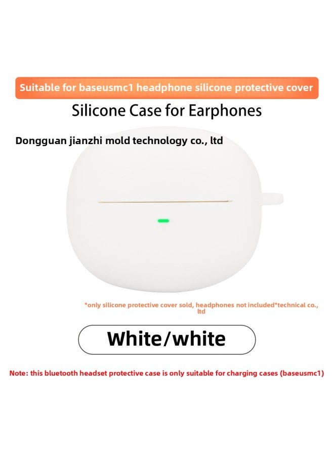Baseus MC1 Small Cloud Earphone Case Silicone Soft Rubber Protective Cover Anti-Fall Charging Case Empty Box Compatible-Color:white-Model:Baseus MC1 Little Cloud
