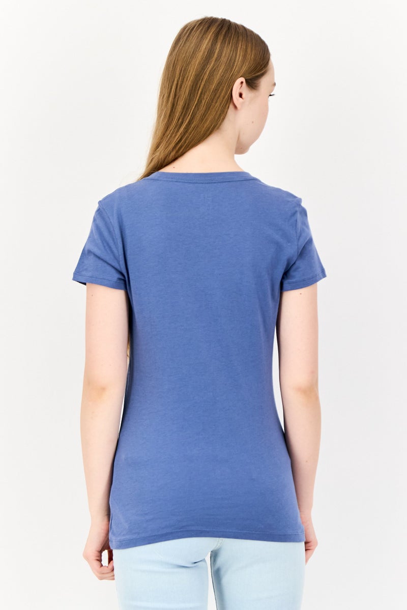 GAP Women Crew Neck Short Sleeves Brand Logo T-Shirt, Slate Blue - Image 3