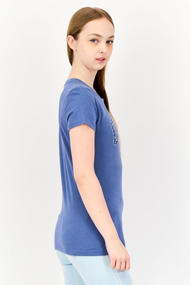 GAP Women Crew Neck Short Sleeves Brand Logo T-Shirt, Slate Blue - Image 2