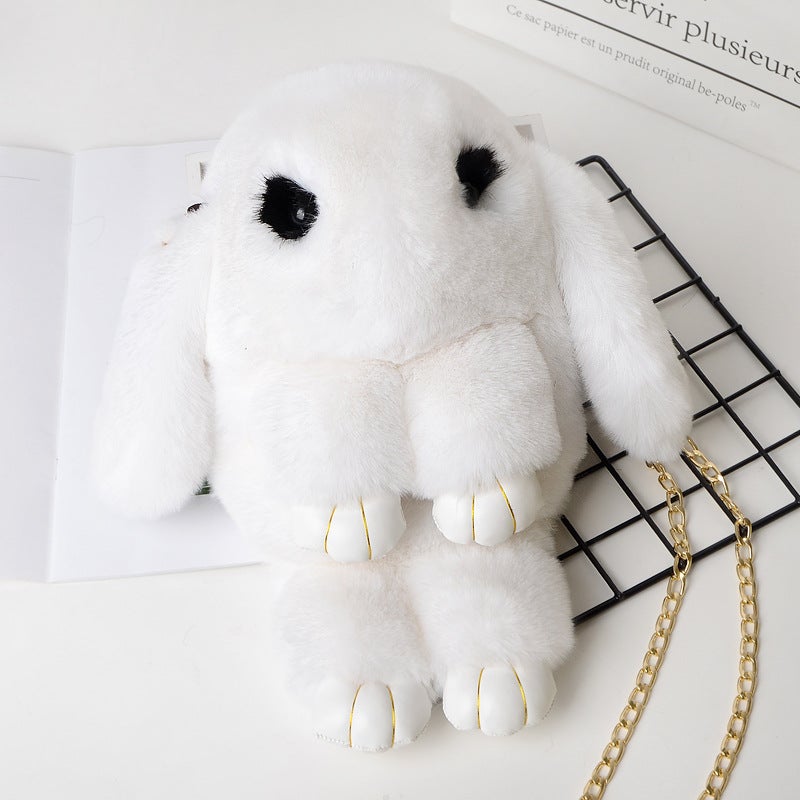 2024 Cute Plush Bunny Crossbody Kids Bag White 