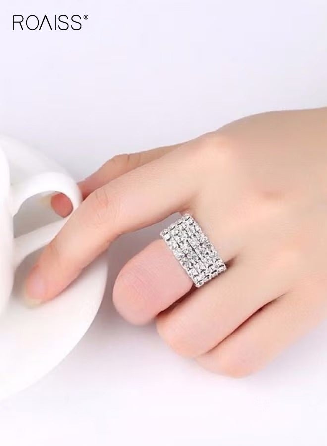 roaiss Women's 4-Piece European Style Diamond Jewelry Set Elegant and Noble Collection Including Necklace, Earrings, Ring, and Bracelet t for Daily Wear, Parties, Weddings, and as a Thoughtful Gift for Birthdays or Special Occasions - Image 5