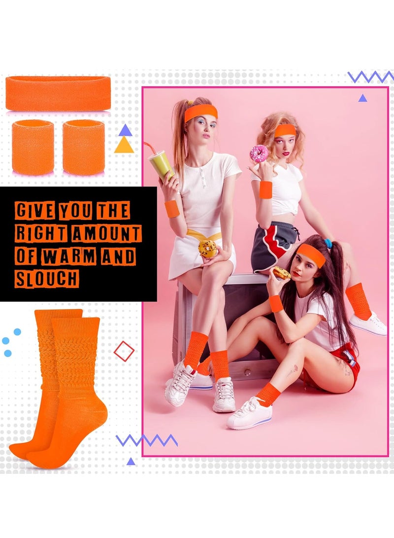 KASTWAVE SYOSI 80s Neon Costumes Accessories Set, Slouch Socks Sweatband Headband Wristband, for Women Girl Cosplay Party - Image 4