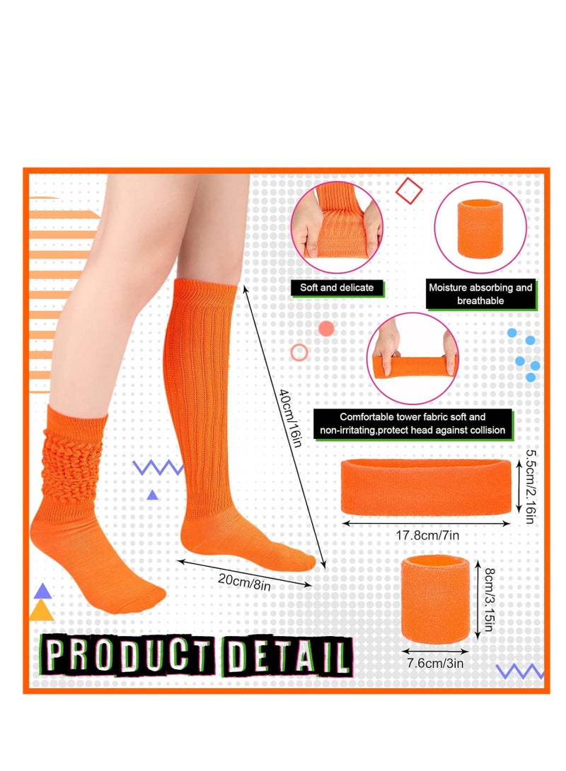 KASTWAVE SYOSI 80s Neon Costumes Accessories Set, Slouch Socks Sweatband Headband Wristband, for Women Girl Cosplay Party - Image 2