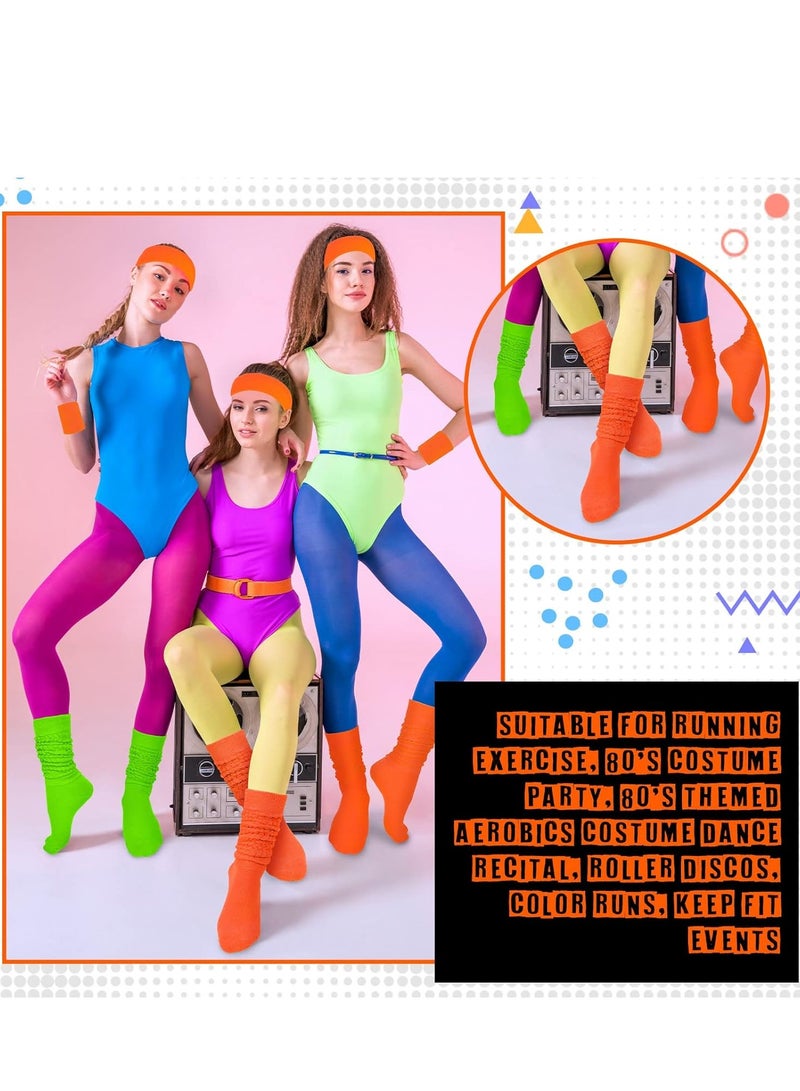 KASTWAVE SYOSI 80s Neon Costumes Accessories Set, Slouch Socks Sweatband Headband Wristband, for Women Girl Cosplay Party - Image 5