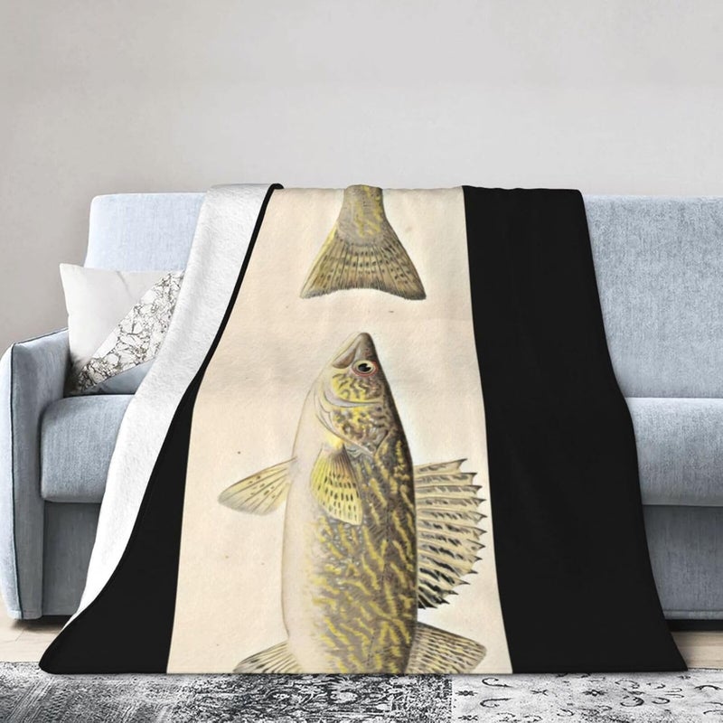 Fun Walleye Pike Flannel 50"X40" Blanket - Soft and Light All Season Comfort Blanket - Travel, Home Décor - Image 1