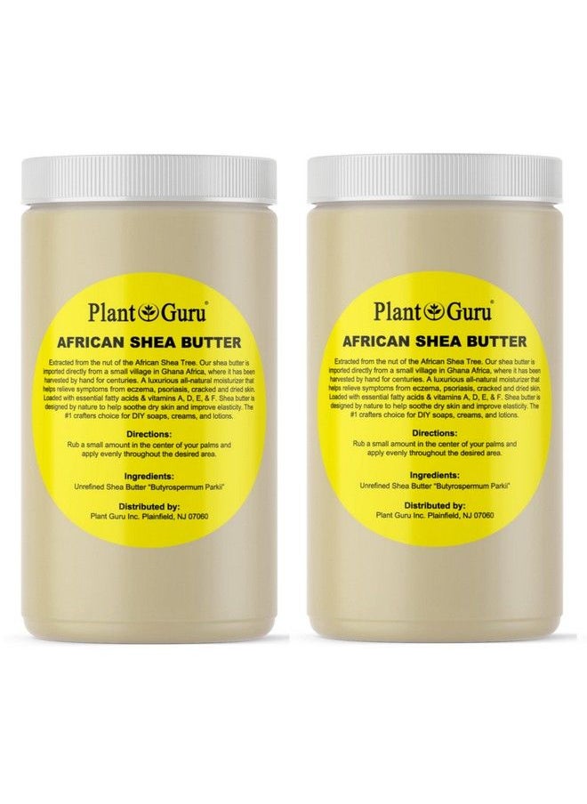 Plant Guru - Raw African Shea Butter 32 Oz. (2 Pack) Bulk 100% Pure Natural Unrefined Ivory Ideal Moisturizer For Dry Skin Body Face And Hair Growth. Great For Diy Soap And Lip Balm Making. - Image 1