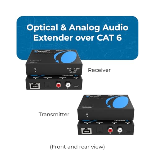 OREI Audio Over Cat5e6 Extender Upto 900 Feet Extend Digital Optical Coxial Toslink Signal Over LAN Ethernet Power Over Cable for Long Distance Extension Dolby Digital DTS 41 DTSHD PCM - Image 3
