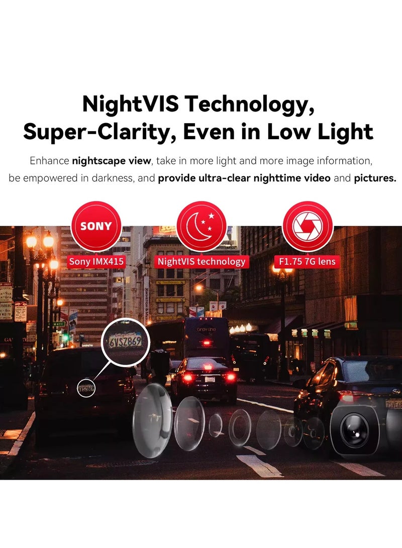 DDPAI Z50 Dash Cam for Cars Front and Rear with GPS, 4K Ultra HD Recording, 7 Optical Lenses, 1 IR, F1.75 Aperture, 140° Viewing Angle - Image 5