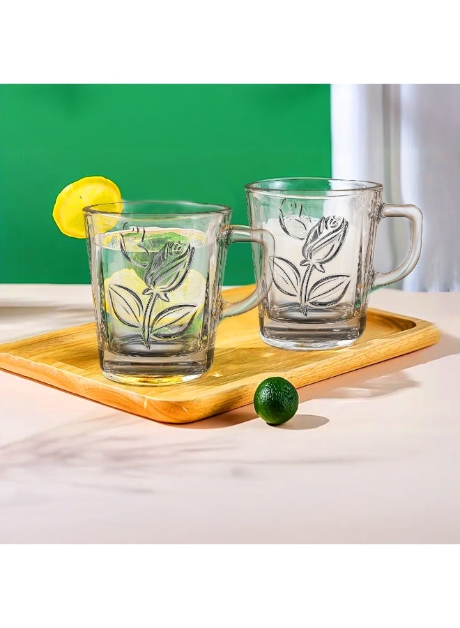 Timmy Flower Turkey Glass Mug Set 6 Pieces | Clear Tea & Coffee Cups | Elegant Floral Design | Durable Heat Resistant Glassware - Image 5