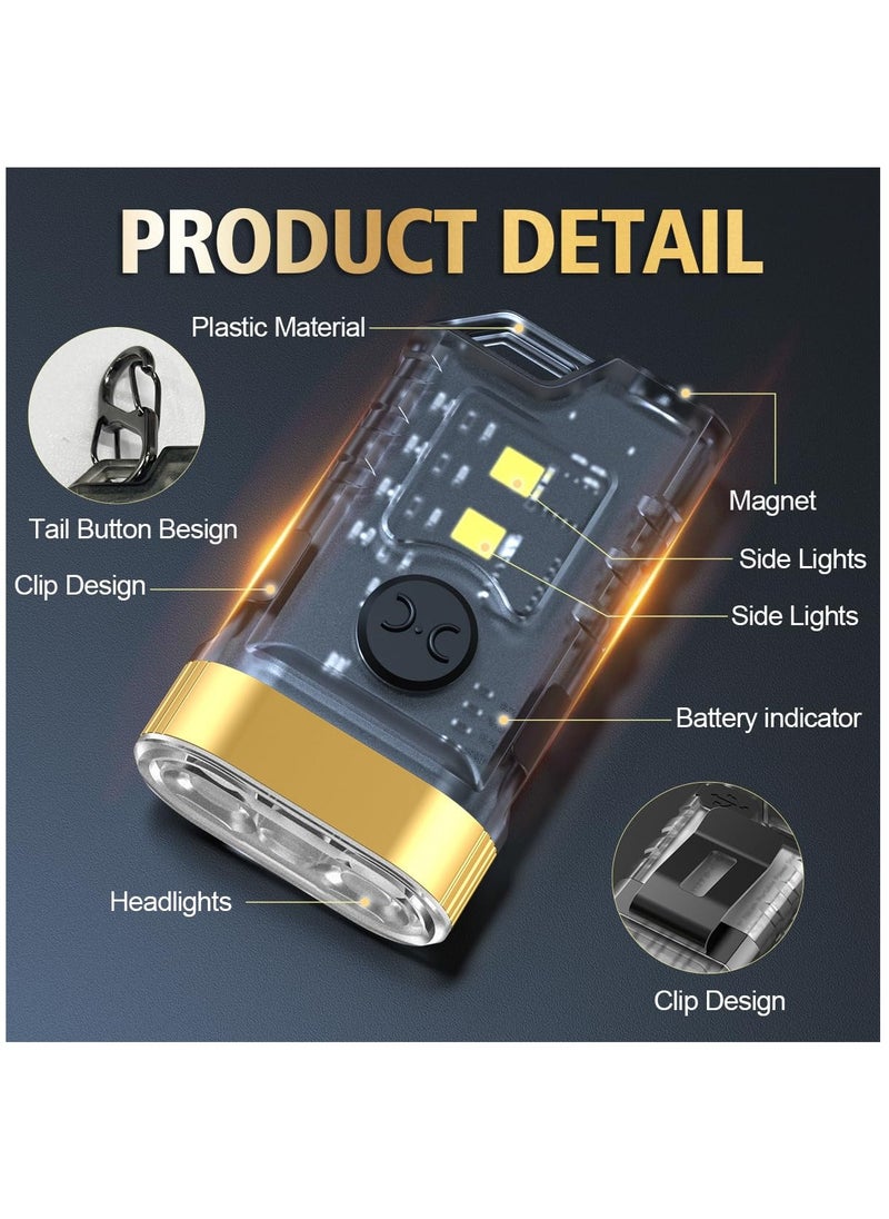 SYOSI - Mini Led Flashlight with 365nm UV Black Light - Small Powerful Flashlights 1500 LM, USB C Rechargeable LED Keychain Flash Light with COB Side Light, Magnet Base- 9 Modes, IPX5 Pocket Flashlights 2 PC - Image 1