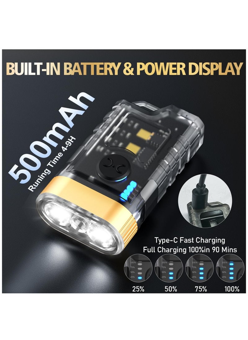 SYOSI - Mini Led Flashlight with 365nm UV Black Light - Small Powerful Flashlights 1500 LM, USB C Rechargeable LED Keychain Flash Light with COB Side Light, Magnet Base- 9 Modes, IPX5 Pocket Flashlights 2 PC - Image 1