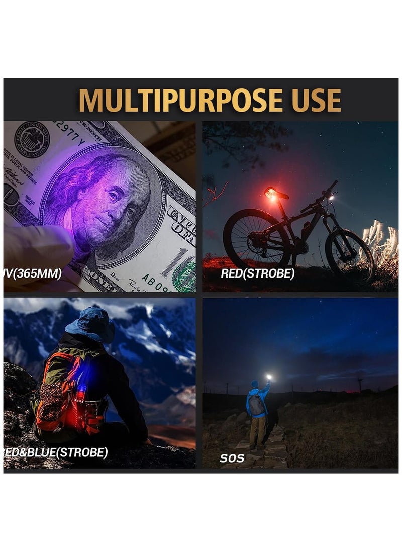 SYOSI - Mini Led Flashlight with 365nm UV Black Light - Small Powerful Flashlights 1500 LM, USB C Rechargeable LED Keychain Flash Light with COB Side Light, Magnet Base- 9 Modes, IPX5 Pocket Flashlights 2 PC - Image 1