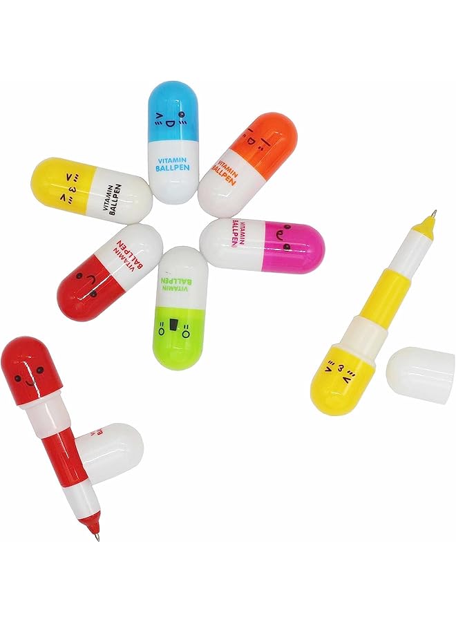 erorex Selling Wonderful 40Pcs Vitamin Pill Ballpoint Pen Cartoon Retractable Ball Pen Smiling Face Ball Pen For Kids Random Color - Image 1