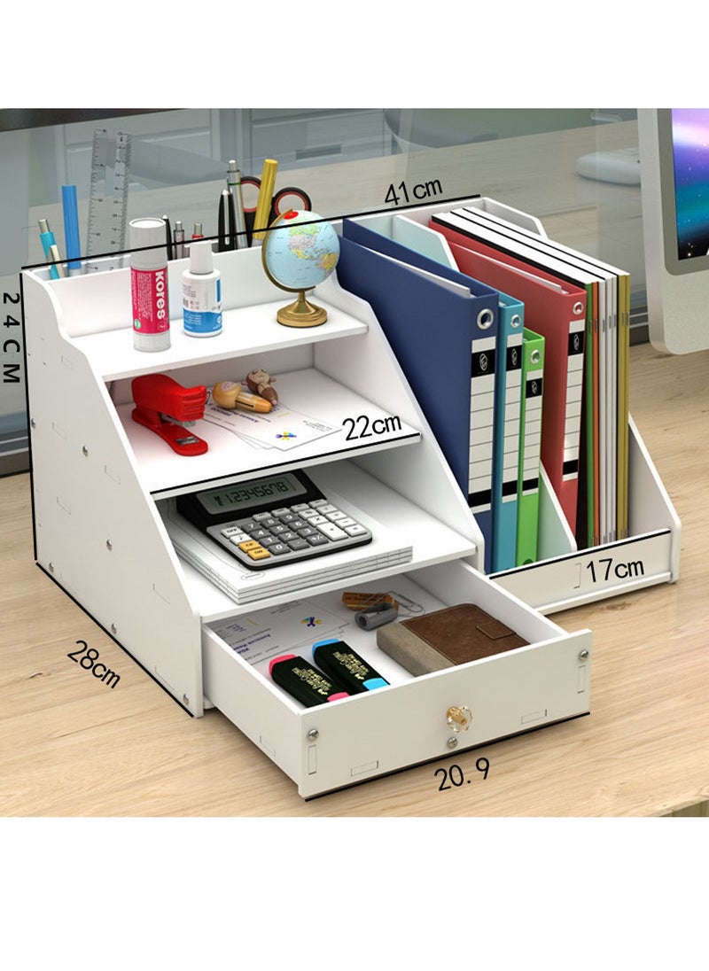 Kidle l File Holder Pen Holder and Drawer Multifunctional Supplies Organizer Desktop Mail Sorter Hanging Chart Letter Tray Study Room Home  - Image 4