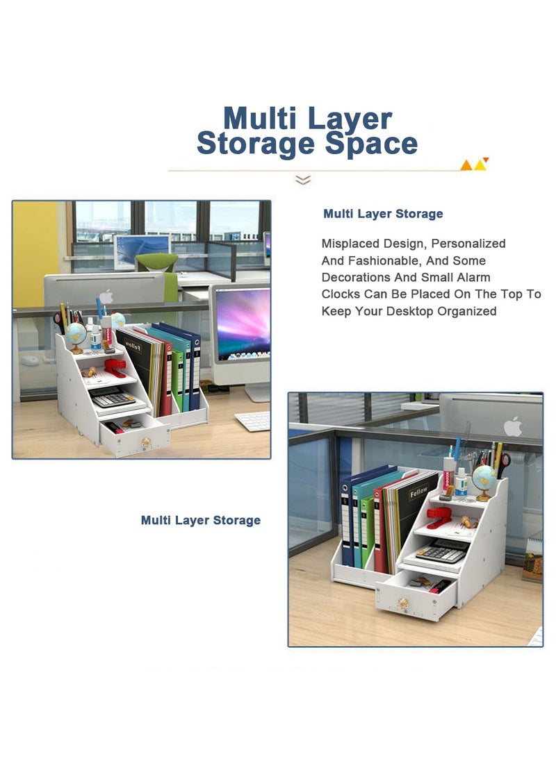 Kidle l File Holder Pen Holder and Drawer Multifunctional Supplies Organizer Desktop Mail Sorter Hanging Chart Letter Tray Study Room Home  - Image 5