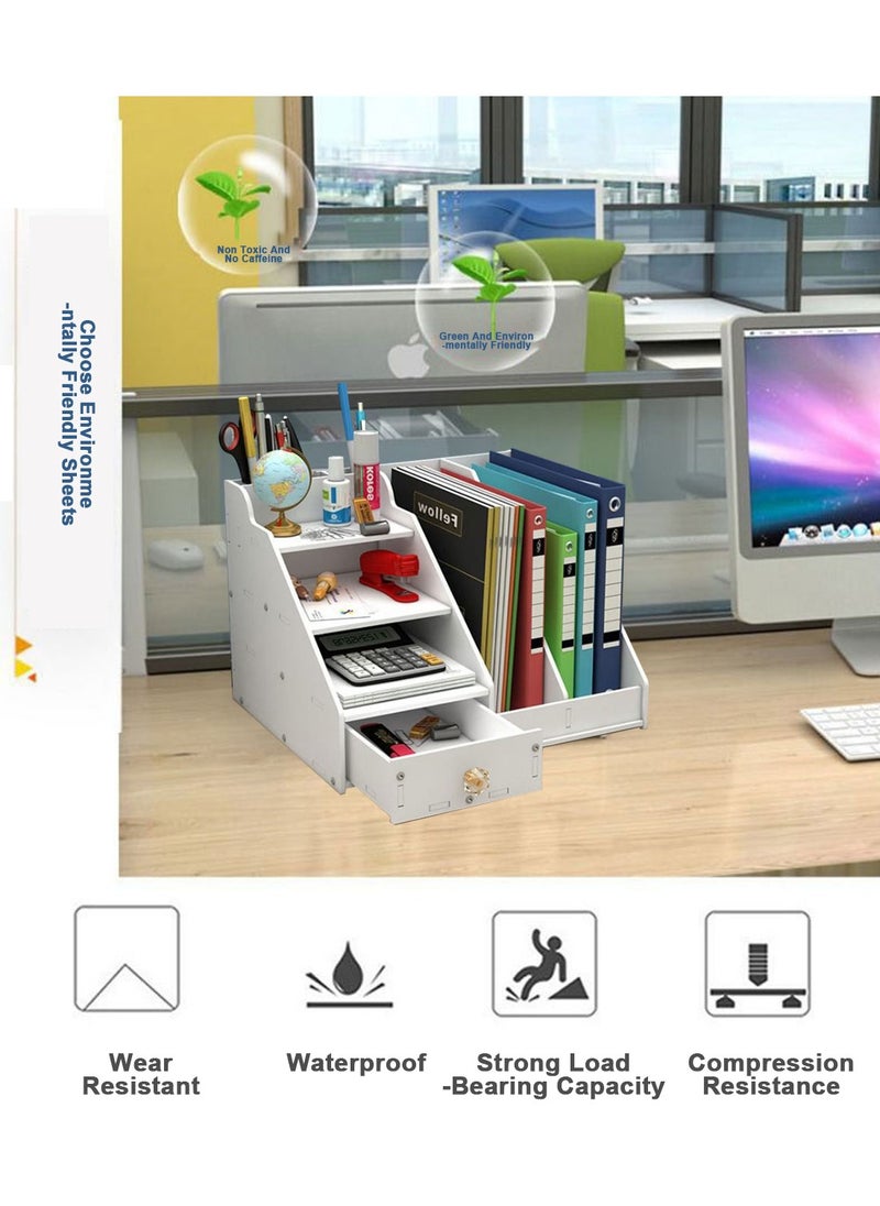 Kidle l File Holder Pen Holder and Drawer Multifunctional Supplies Organizer Desktop Mail Sorter Hanging Chart Letter Tray Study Room Home  - Image 2