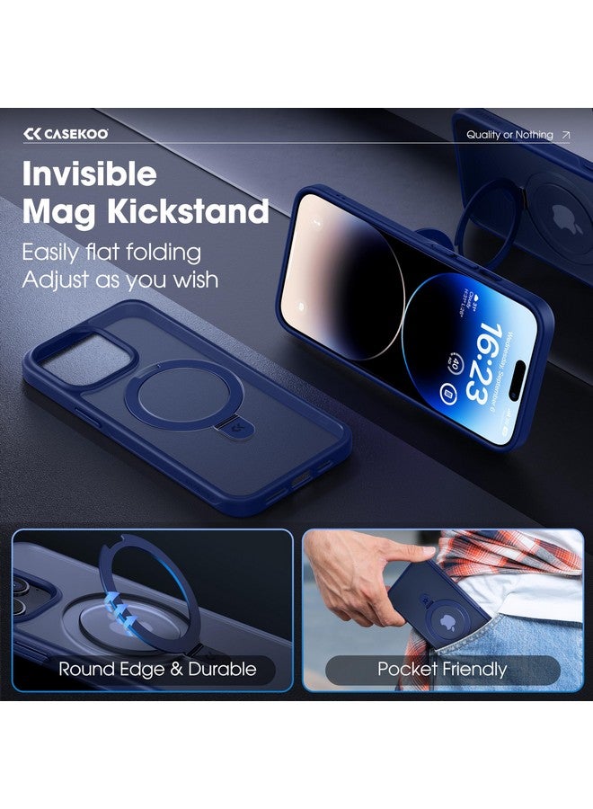 CASEKOO CASEKOO Designed for iPhone 14 Pro Max Case with Magnetic Invisible Stand [Military Drop Protection] [Compatible with MagSafe] Shockproof Slim Translucent Matte Promax Case 6.7 Inch, Blue  - Image 2