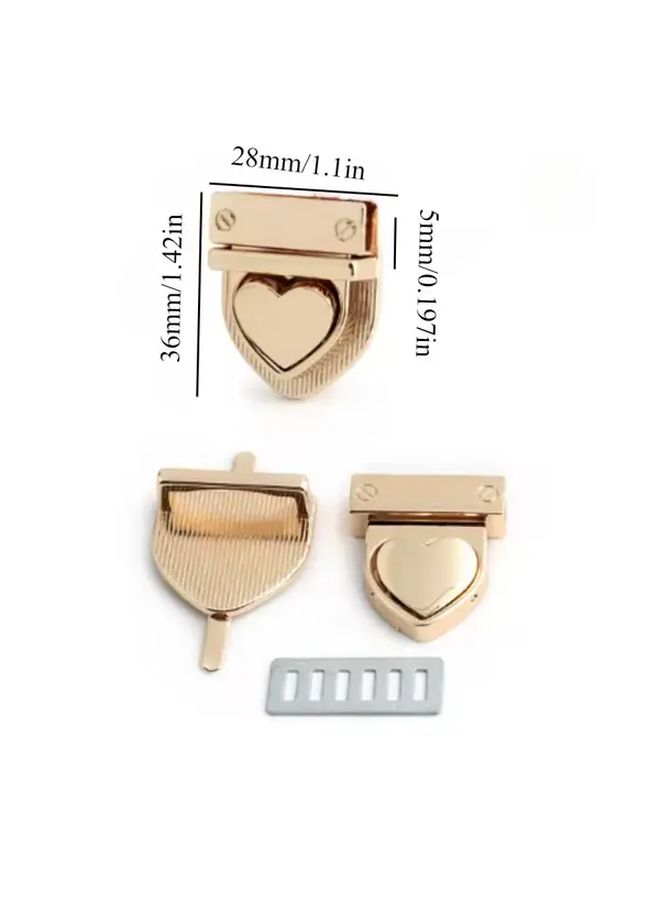 Silvery Heart Pendant Metal Press Lock Clasp For Handbags Bags Purses - Image 4