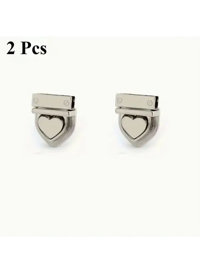 Silvery Heart Pendant Metal Press Lock Clasp For Handbags Bags Purses - Image 5