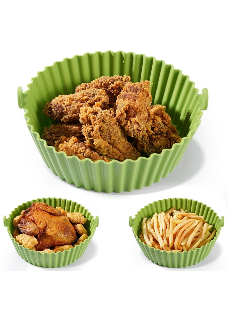 Besillia Besillia Air Fryer Silicone Pot 85inch Easy Cleaning Air Fryer Silicone Liners Basket Kitchen Reusable for 3 to 5 Qt Replacement of Parchment Paper Liners Round Silicone Liners2PackGreen 