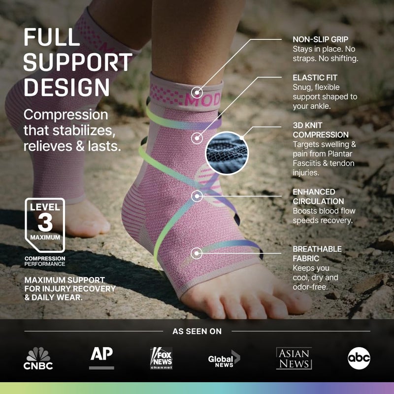 Modvel Foot & Ankle Brace Socks for Sprained Ankle Compression Sleeve - Plantar Fasciitis Relief Brace, Foot Support for Women & Men - Tendonitis & Arthritis Foot Sleeve, Stabilizing Ankle Wrap - Image 5
