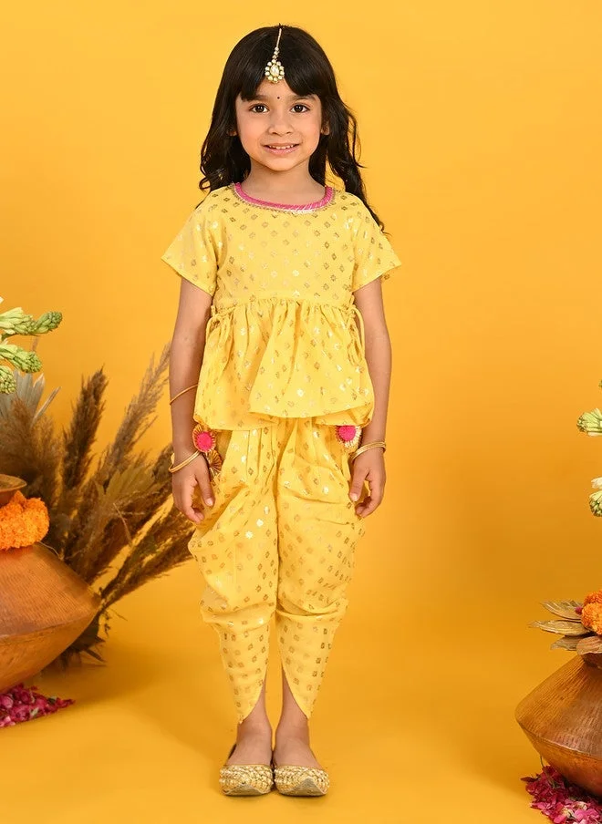 Saka Designs Girls Ethnic Motifs Printed Kurti With Dhoti Pants