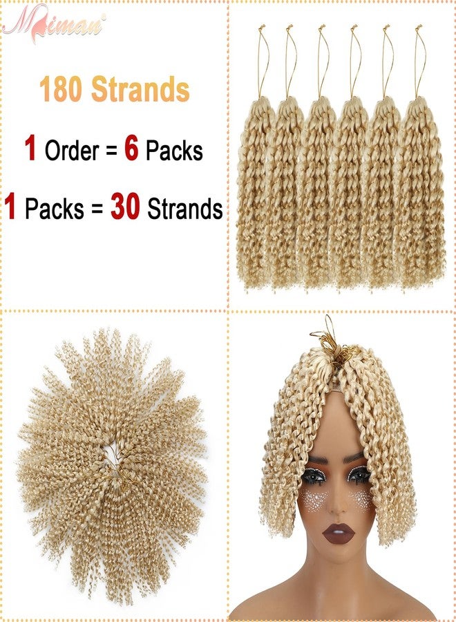 MIMAN 6 Packs 8 Inch Light Blonde Short Crochet Braids Passion Twist Marlybob Jerry Curl Crochet Hair Braided Kinky Curly Synthetic Hair Extention for Black Women DIY Bun Braided Ponytail Hairstyle - Image 2