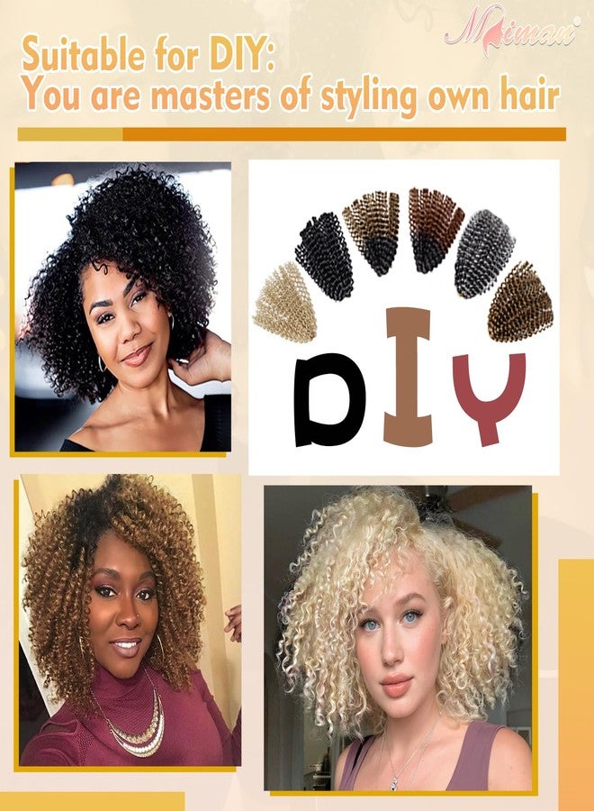 MIMAN 6 Packs 8 Inch Light Blonde Short Crochet Braids Passion Twist Marlybob Jerry Curl Crochet Hair Braided Kinky Curly Synthetic Hair Extention for Black Women DIY Bun Braided Ponytail Hairstyle - Image 5