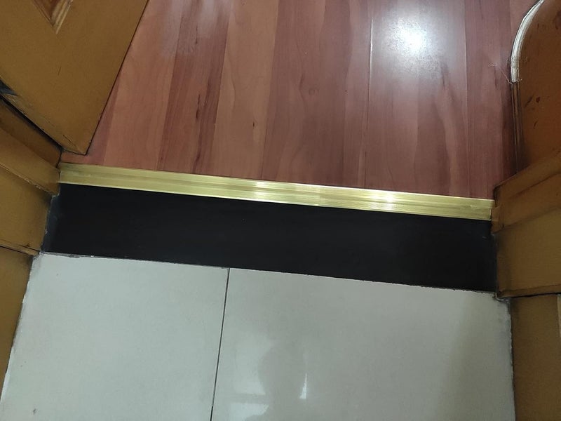 Doorway Uneven Floor Transition Strip, 40 Inch Pure Brass Flooring Transition Strips, Decorative Threshold Floor Joining Strip, LVT/Vinyl/Tile/Wood/Laminate Flooring Joining Strips - Image 4