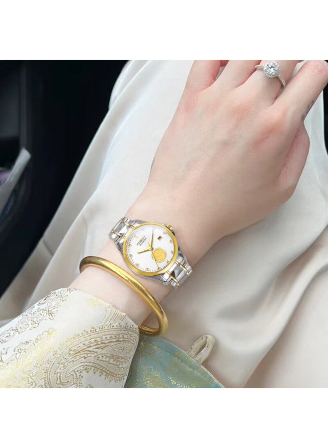 ROSDN Ros Dn Gold Watch For Women, 999 Pure Gold With Real Diamonds, Birthday And New Year Gift, Brand Ladies' Mechanical Watch, Top Te - Image 1