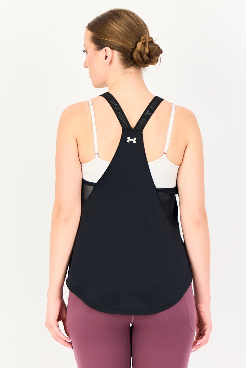 UNDER ARMOUR Women Sportswear Fit Sleeveless Training Tank Top, Black - Image 2