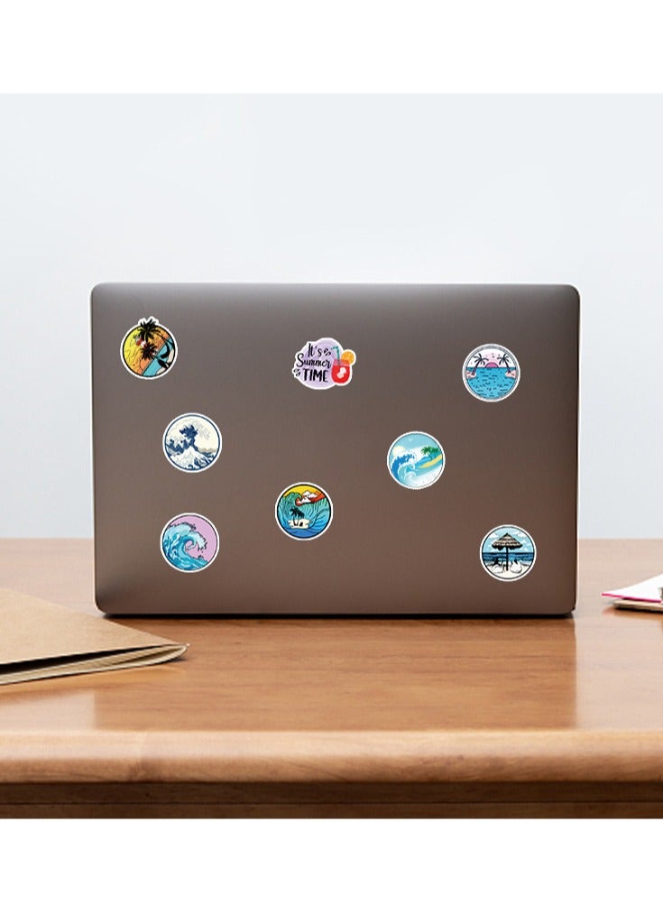 50 Pcs Enjoy Summer Coconut Beach Stickers for Laptop Cool Waterproof Vinyl Decals for Water Bottle Skateboard Luggage Helmet Bumper Car Suitable for Boys Kids Teens Adults - Image 3