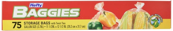 BAGGIES FOOD STORAGE BAGS GALLON SIZE TWIST TIE 75 COUNT PACK OF 9 675 TOTAL