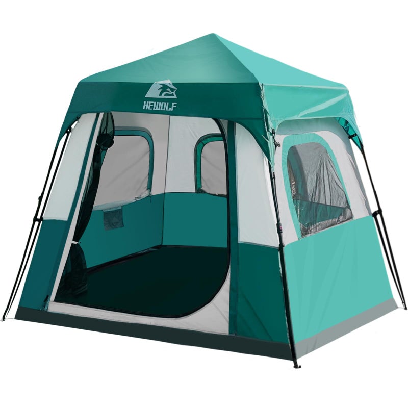 Hewolf Instant Tent for 4-6 Person Camping, Waterproof Easy Pop Up Tent Sets Up in 60 Seconds for Family Outdoor Hiking & Backpacking with Carry Bag(Blue-4) - Image 1
