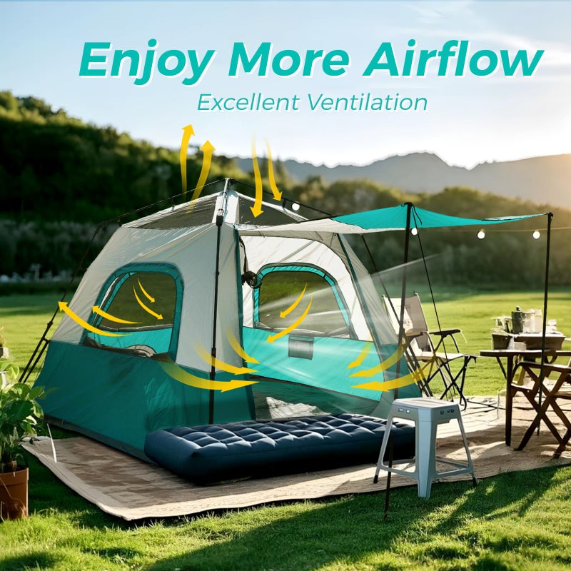 Hewolf Instant Tent for 4-6 Person Camping, Waterproof Easy Pop Up Tent Sets Up in 60 Seconds for Family Outdoor Hiking & Backpacking with Carry Bag(Blue-4) - Image 2
