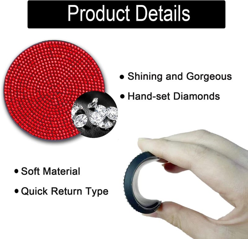 CERITORN Bling Cup Holder Insert Coaster 275 inch Silicone AntiSlip Shockproof Universal Fashion Car Interior Accessories for Women Red 2 PCS - Image 4
