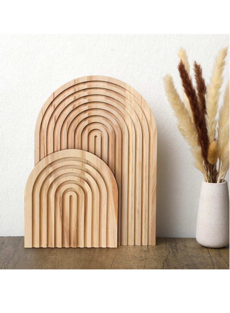 Captaintech 2 Pcs Decorative Wood Cutting Board Wooden Board Rainbow Shaped Wood Serving Board Boho Cutting Board Decor Serving Trays for Home Kitchen Decoration (11.81 x 9.84 Inch, 5.91 x 5.91 Inch, Pine) - Image 1