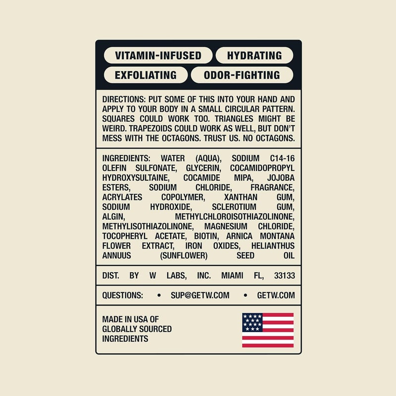 W By Jake Paul Exfoliating Body Wash for Men VitaminInfused Hydrating Shower Gel Wave Breaker 18 fl oz - Image 2