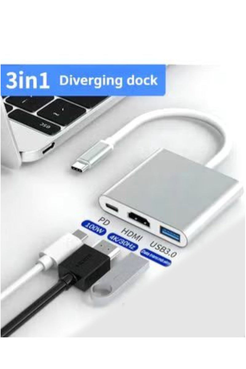 Multifunctional 3 in 1 USB C Adapter Type C With USB And Macbook Useful In Office Teaching And For Macbook Devices - Image 1