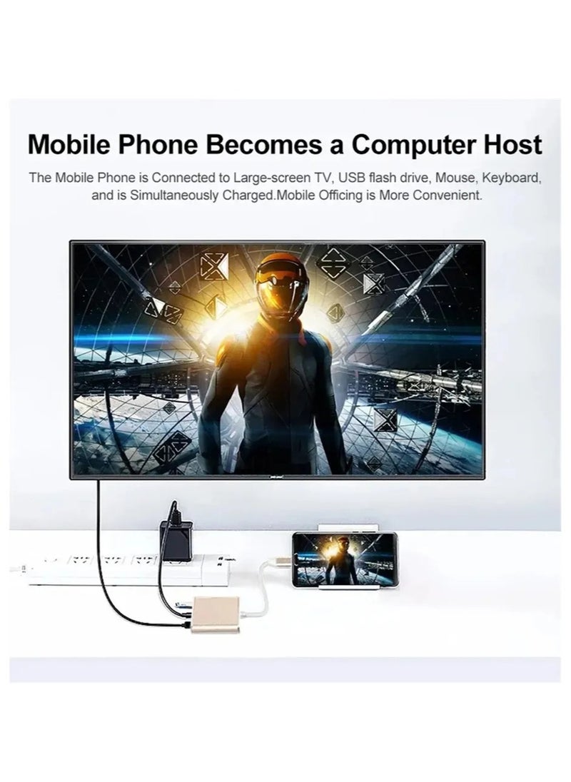 ماركة غير محددة محول  USB C متعدد الوظائف 3 في 1 من نوع type C مع USB  و Macbook مفيد في المكتب و التدريس و للاجهزة ماك بوك  - Image 3