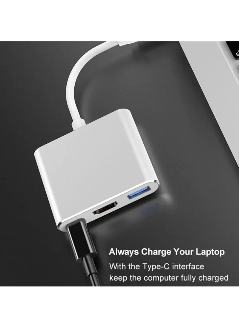 ماركة غير محددة محول  USB C متعدد الوظائف 3 في 1 من نوع type C مع USB  و Macbook مفيد في المكتب و التدريس و للاجهزة ماك بوك  - Image 4
