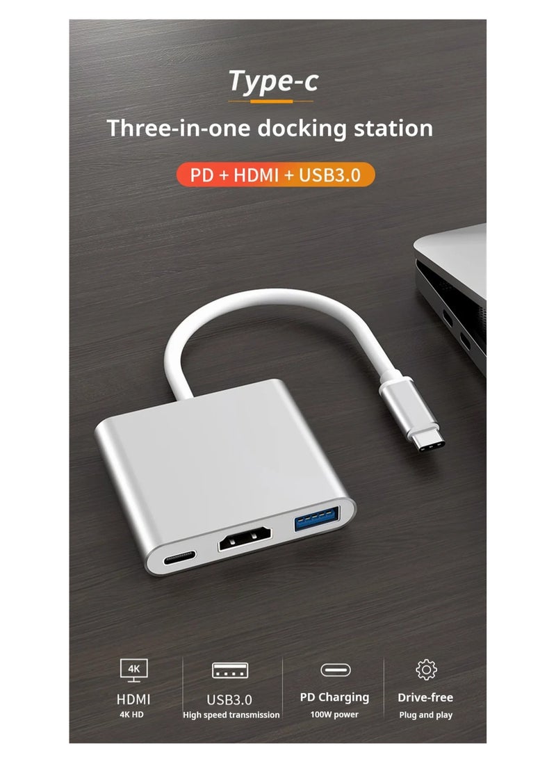 Generic - Multifunctional 3 in 1 USB C Adapter Type C With USB And Macbook Useful In Office Teaching And For Macbook Devices - Image 1