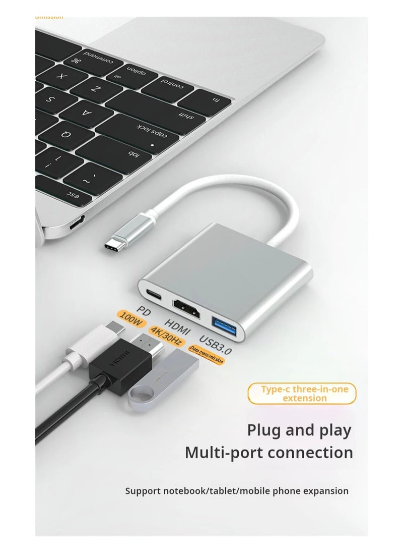 Generic - Multifunctional 3 in 1 USB C Adapter Type C With USB And Macbook Useful In Office Teaching And For Macbook Devices - Image 1