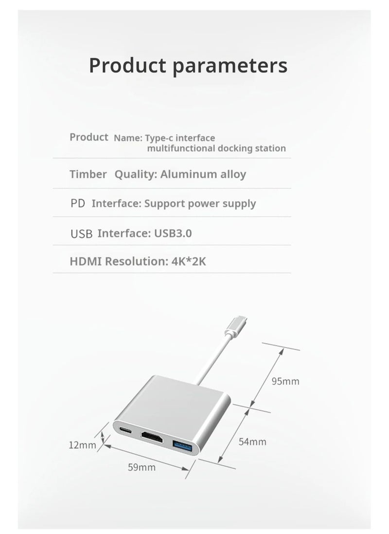 Generic - Multifunctional 3 in 1 USB C Adapter Type C With USB And Macbook Useful In Office Teaching And For Macbook Devices - Image 1