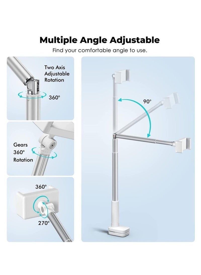 Overhead Phone Mount For Recording Phone Stand For Recording Overhead Articulating Arm Cell Phone Holder With LED Ring Light Desk/Bedside Tripod For YouTube Live Stream Cooking - Image 2