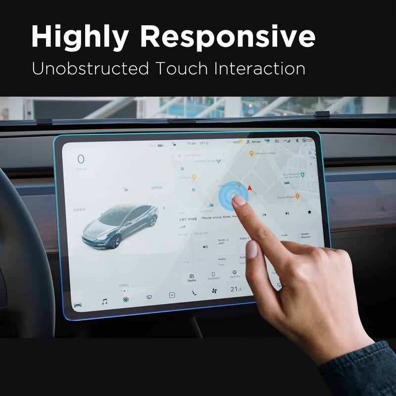 Nestour Screen Protector Fit For Tesla Model 3 Model Y 2016-2023 Alignment Kit 15" Center Control Touch Screen Protector Tempered Glass Tesla Accessories with Super Fast Self-Adhesion, Bubble Free, Anti-Fingerprint, 9H Hardness & Crystal Clear - Image 4