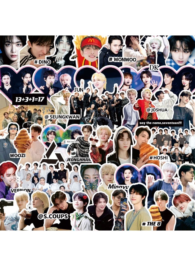 NIBEMINENT 80 Pcs Kpop SEVENTEEN Deco Kit Waterproof Stickers, High Definition Printing Bright Colors, Suitable for Laptop Skateboard Luggage Water Bottle Guitar DIY - Image 1