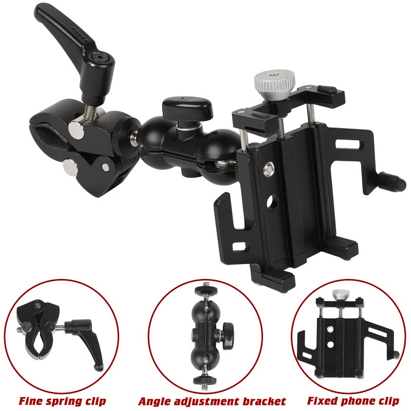 Hoolcar حامل هاتف سيارة هولكار عالمي قابل للتعديل مضاد للاهتزاز لعمود A لهواتف 2007-2021 جيب رانجلر JK JKU JL JLU JT، فورد 150، أسود - Image 2