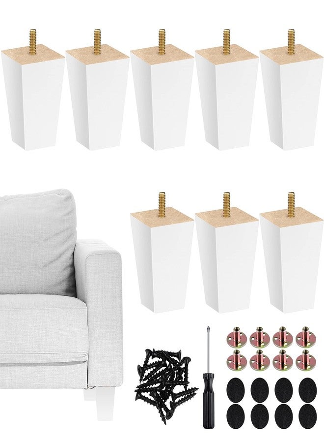 TURSTIN Set of 8 Wood Furniture Legs 3 Inch Square Solid Wood Sofa Legs with M8 T-Nuts Natural Wooden Couch Leg Replacement Legs for Furniture Armchair Bed Dresser Cabinet or DIY Projects, White - Image 1